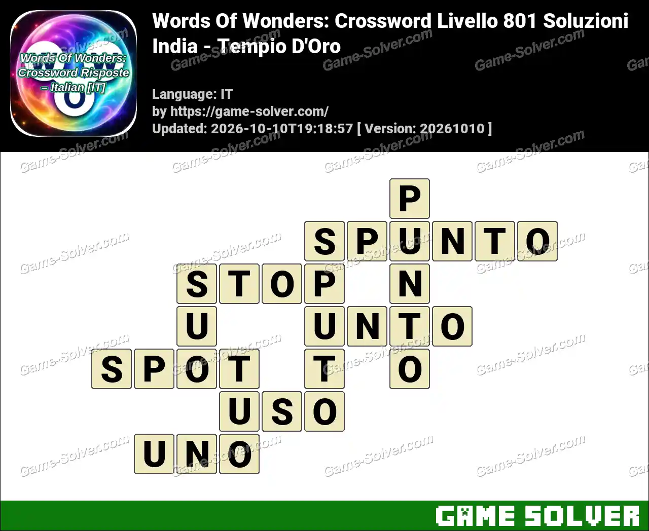 Words Of Wonders: Crossword Livello 801 Soluzioni – India – Tempio D’Oro